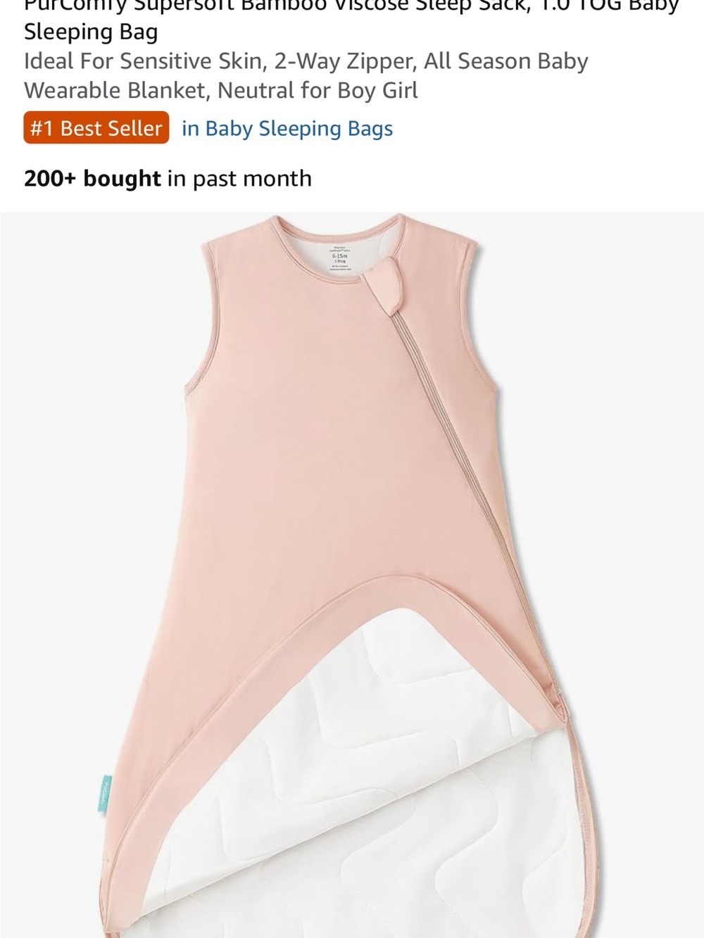 NWT Bamboo Viscose Sleep Sack - Blush Pink